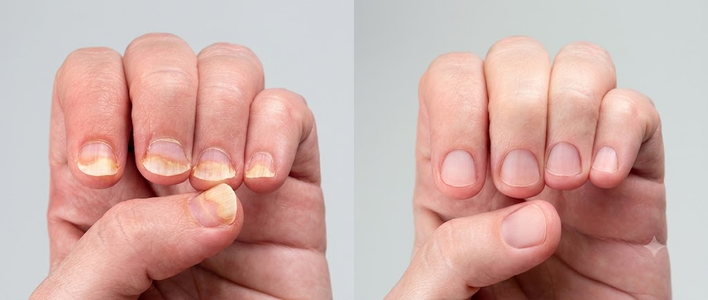 Antes e depois — tratamento natural de micose nas unhas